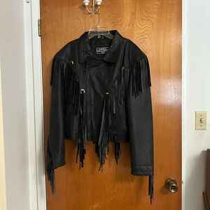 Black fringe leather jacket
